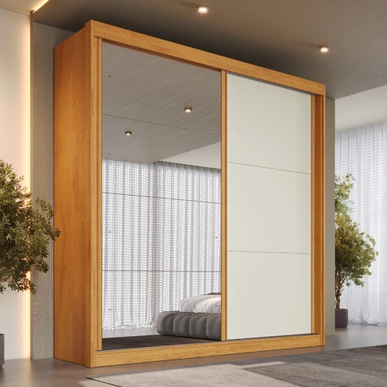 Guarda-Roupa 2 Portas Mali 151,5 m Peroba/Off White/Peroba