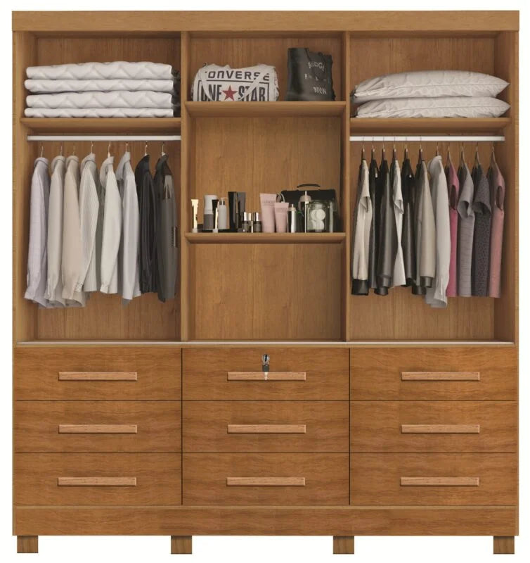 Guarda-Roupa 3 Portas(Com Pés)Athenas 1,80 m Nature