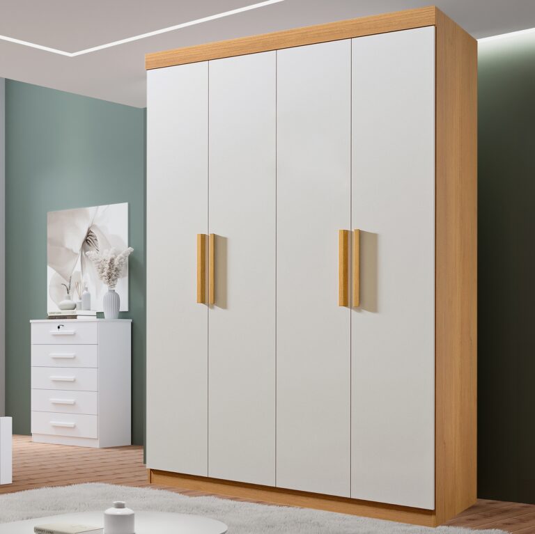 Guarda-Roupa 4 Portas Colibri 1,38 m Cinamomo/Off White