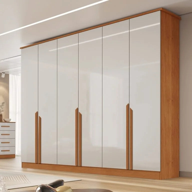 Guarda-Roupa 6 Portas  2,30 m Nature/Off White – BIANCHI