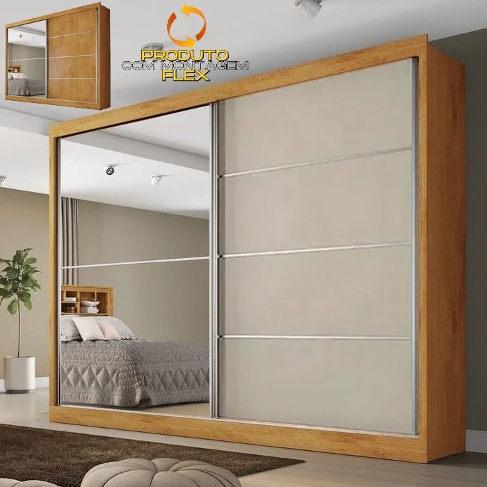 Guarda-Roupa 2 Portas Verona 2,02 m Peroba/Off White/Peroba – MÓVEIS EUROPA