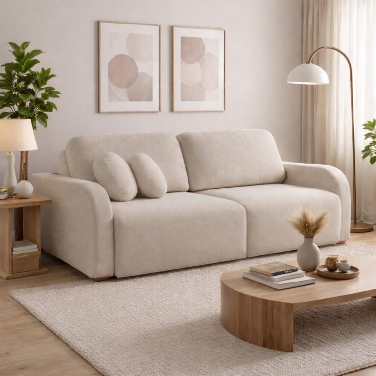 Sofá Cama Retrátil Bellagio 2,30 m Linho Bege