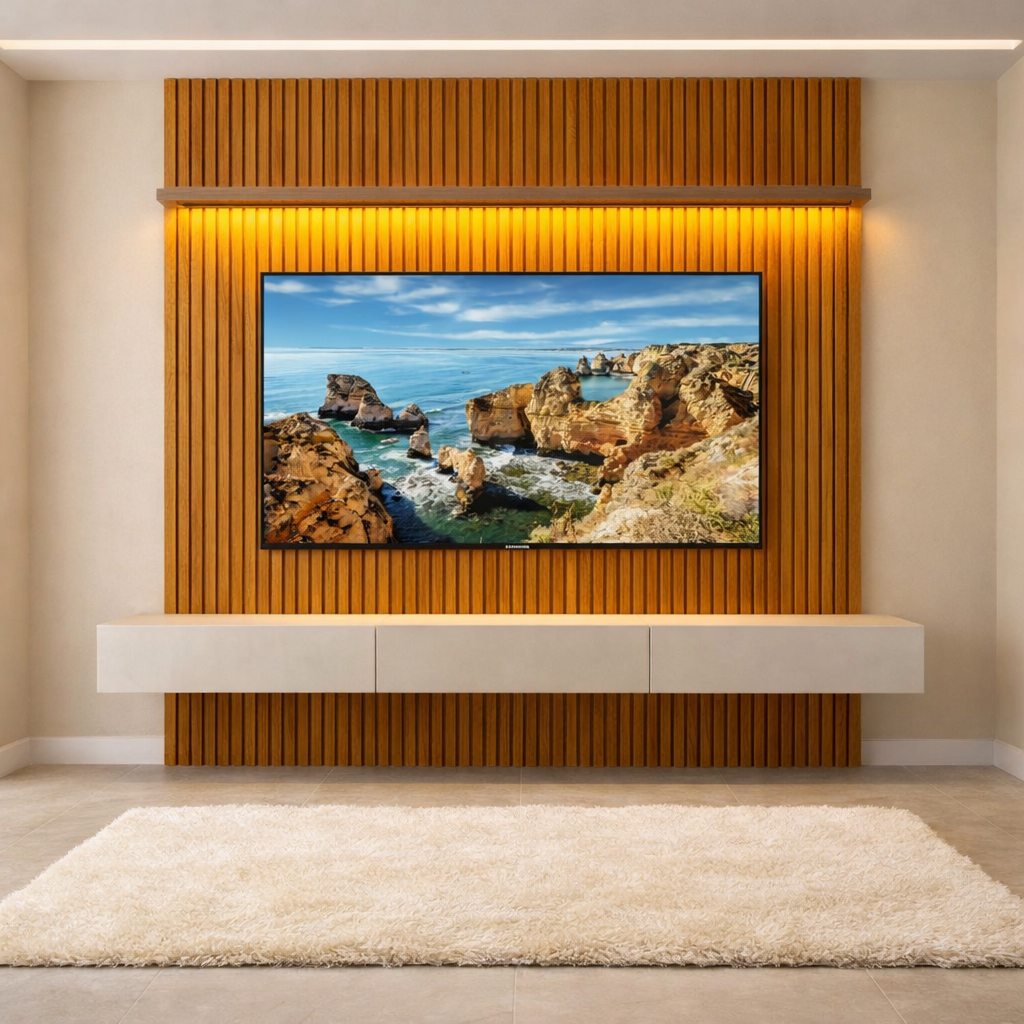 Home até 85″ Nobre Ripado 230(Com Nicho) Naturale/Off White