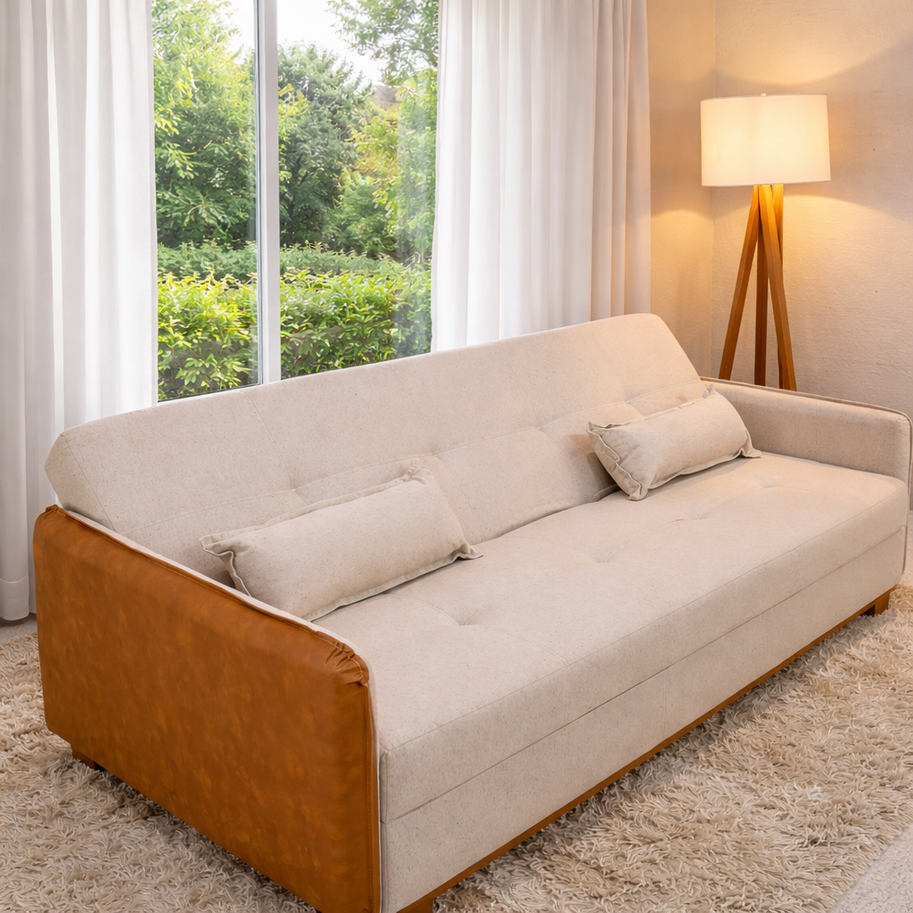 Sofá Cama Ipanema Baú Linho Bege 2274 Larg. 2.05m