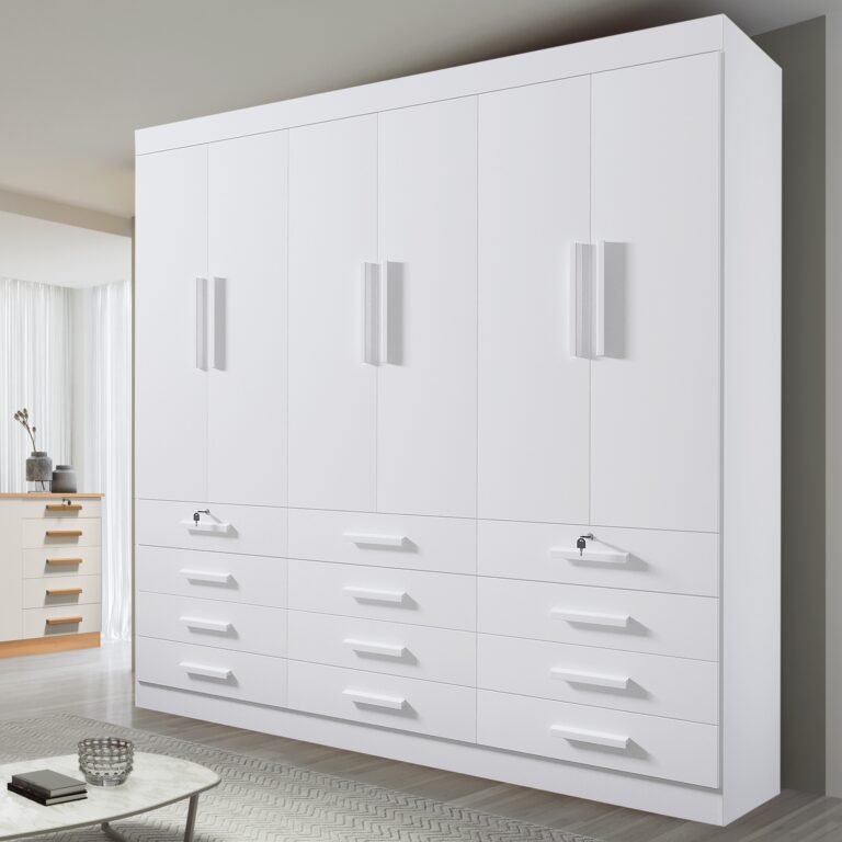 Guarda-Roupa 6 Portas Mônaco 2,40 m Branco