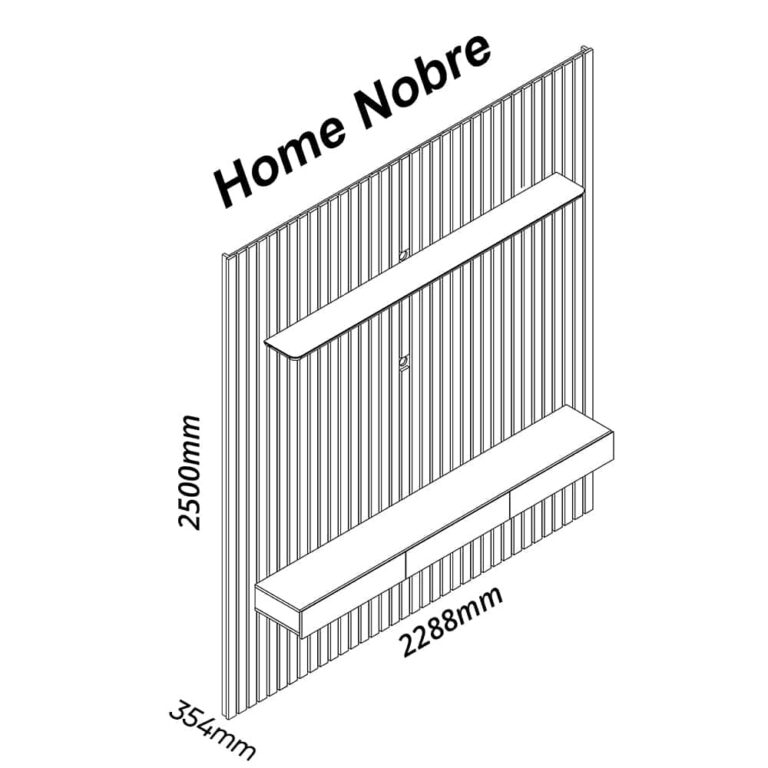 Home até 85″ Nobre Ripado 230(Com Nicho) Naturale/Off White