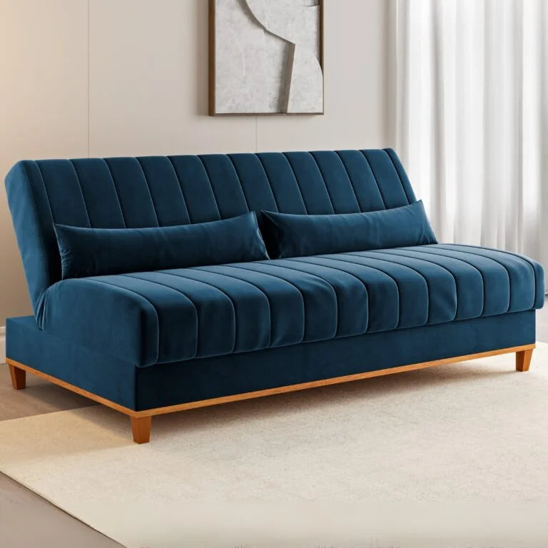 Sofá Cama Luna/Duna 1,80 m Veludo Azul