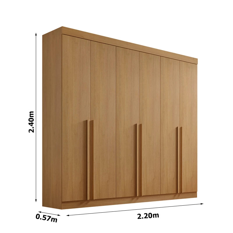 Roupeiro Milano Cinamomo 6 Portas e 8 Gavetas 100% MDF Larg. 2.20m